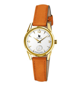 Montre Femme Lip Himalaya, 29 mm, quartz, acier PVD jaune et cuir 671608