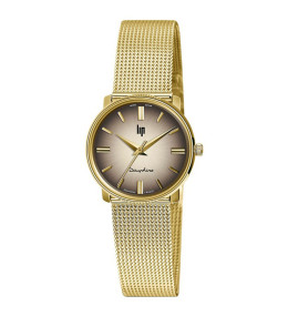 Montre Femme Lip Dauphine, acier PVD jaune, 29 mm, quartz, acier PVd jaune 671953