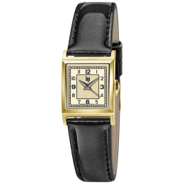 Montre Femme Lip Churchill C18, 21 X 21 mm, quartz, acier PVD jaune et cuir 671621