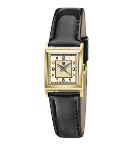 Montre Femme Lip Churchill C18, 21 X 21 mm, quartz, acier PVD jaune et cuir 671621