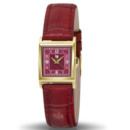 Montre Femme Lip Churchill C18, 21 X 21 mm, quartz, acier PVD jaune et cuir 671622