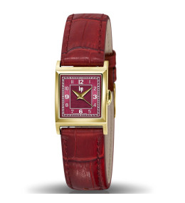 Montre Femme Lip Churchill C18, 21 X 21 mm, quartz, acier PVD jaune et cuir 671622