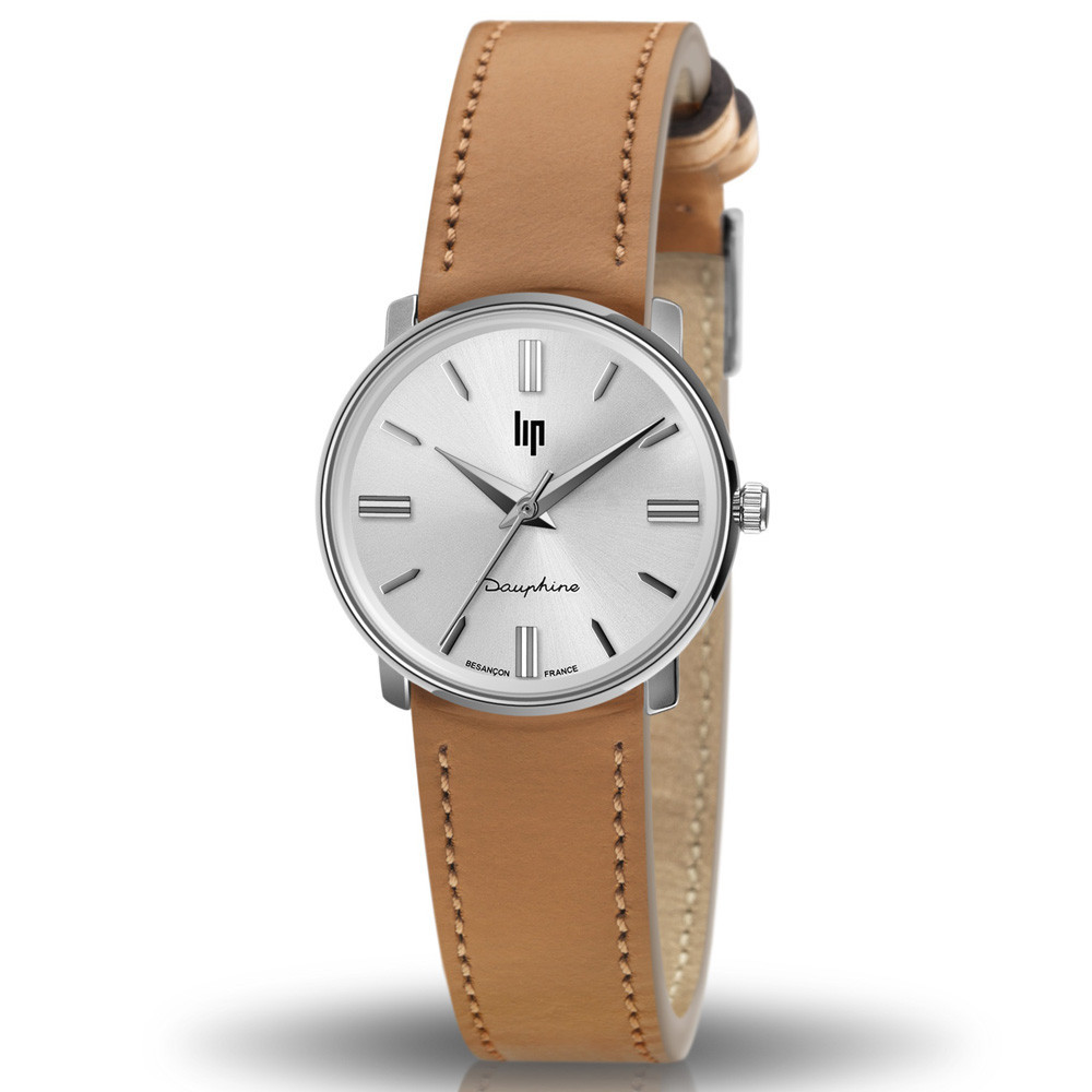 Montre Femme Lip Dauphine, 29 mm, quartz, acier et cuir 671476 Montre Femme Lip Dauphine, 29 mm, quartz, acier et cuir 671476