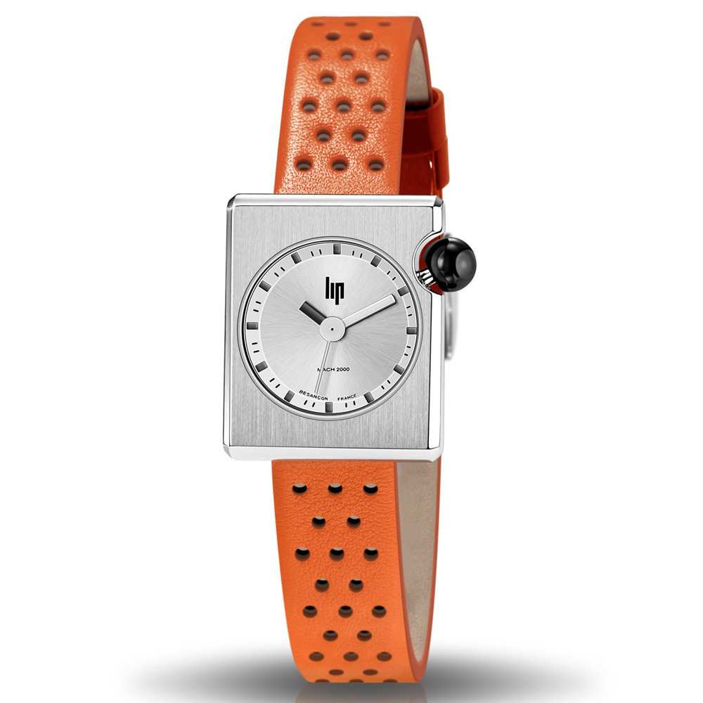 Montre Femme Lip Mach 2000 Mini Square, 30 X 28 mm, quartz, acier et cuir 671192 Montre Femme Lip Mach 2000 Mini Square, 30 X 28 mm, quartz, acier et cuir 671192