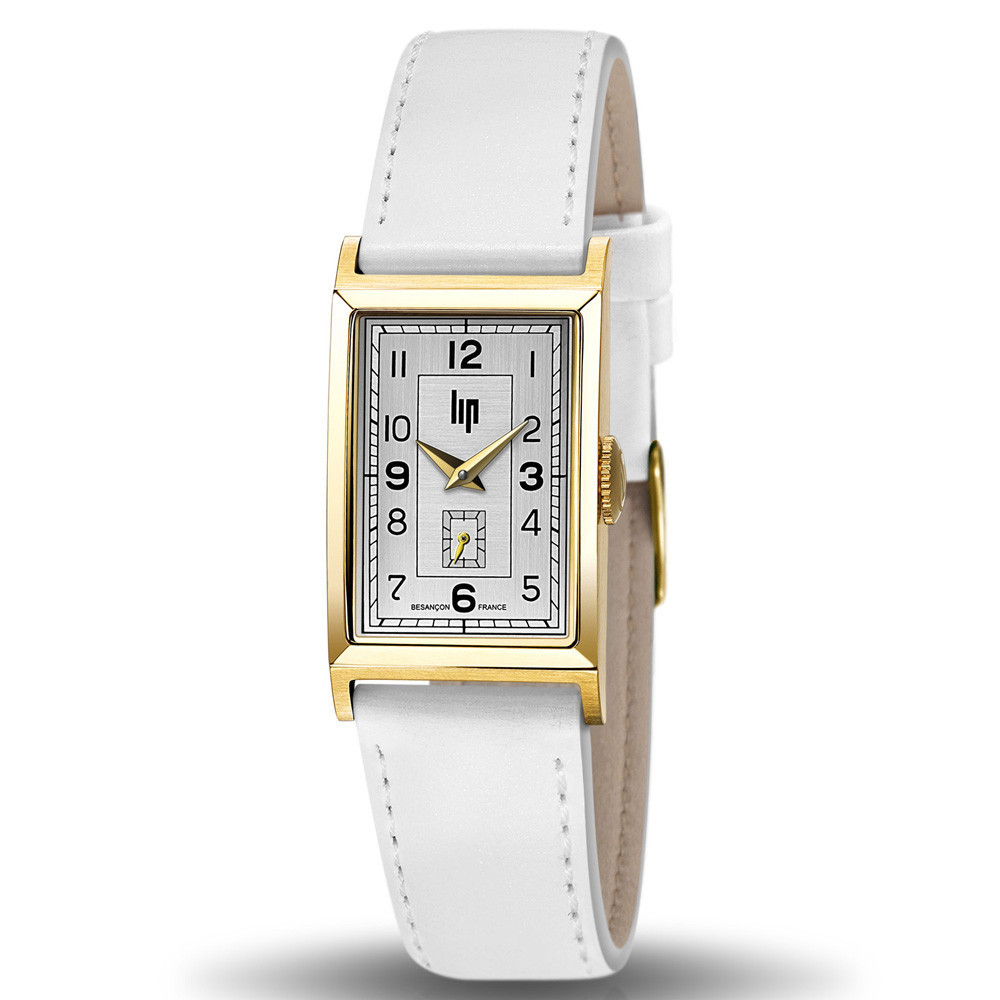 Montre Femme Lip Churchill T18, 39 X 21 mm, quartz, acier PVD jaune et cuir 671441 Montre Femme Lip Churchill T18, 39 X 21 mm, quartz, acier PVD jaune et cuir 671441