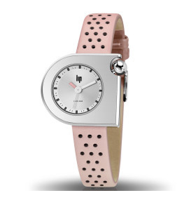 Montre Femme Lip Mach 2000 Mini Moon, 30 X 28 mm, quartz, acier et cuir 671181