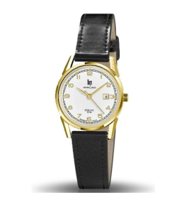 Montre Femme Lip Himalaya 29 mm, quartz, acier PVD jaune et cuir 671613