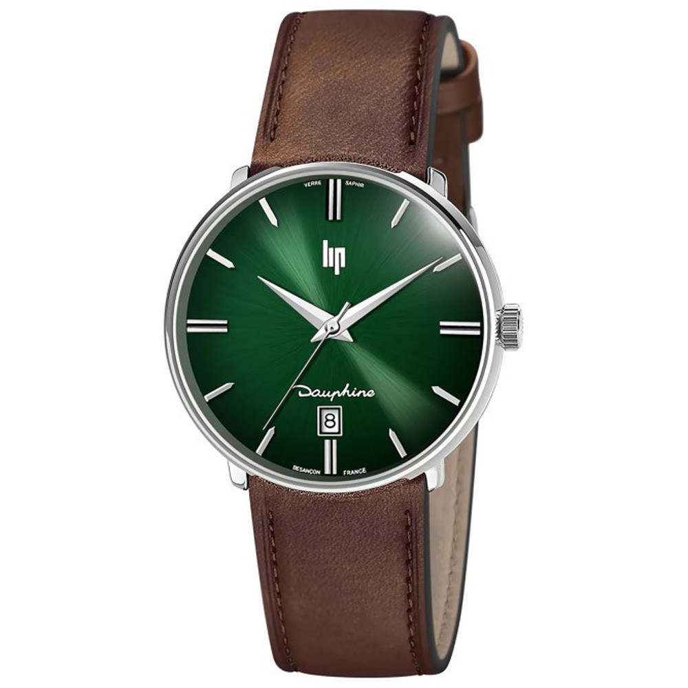 Montre Homme Lip Dauphine,, 38 mm, quartz, acier et cuir 671955 Montre Homme Lip Dauphine,, 38 mm, quartz, acier et cuir 671955