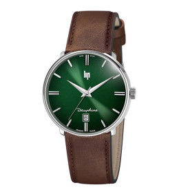 Montre Homme Lip Dauphine,, 38 mm, quartz, acier et cuir 671955