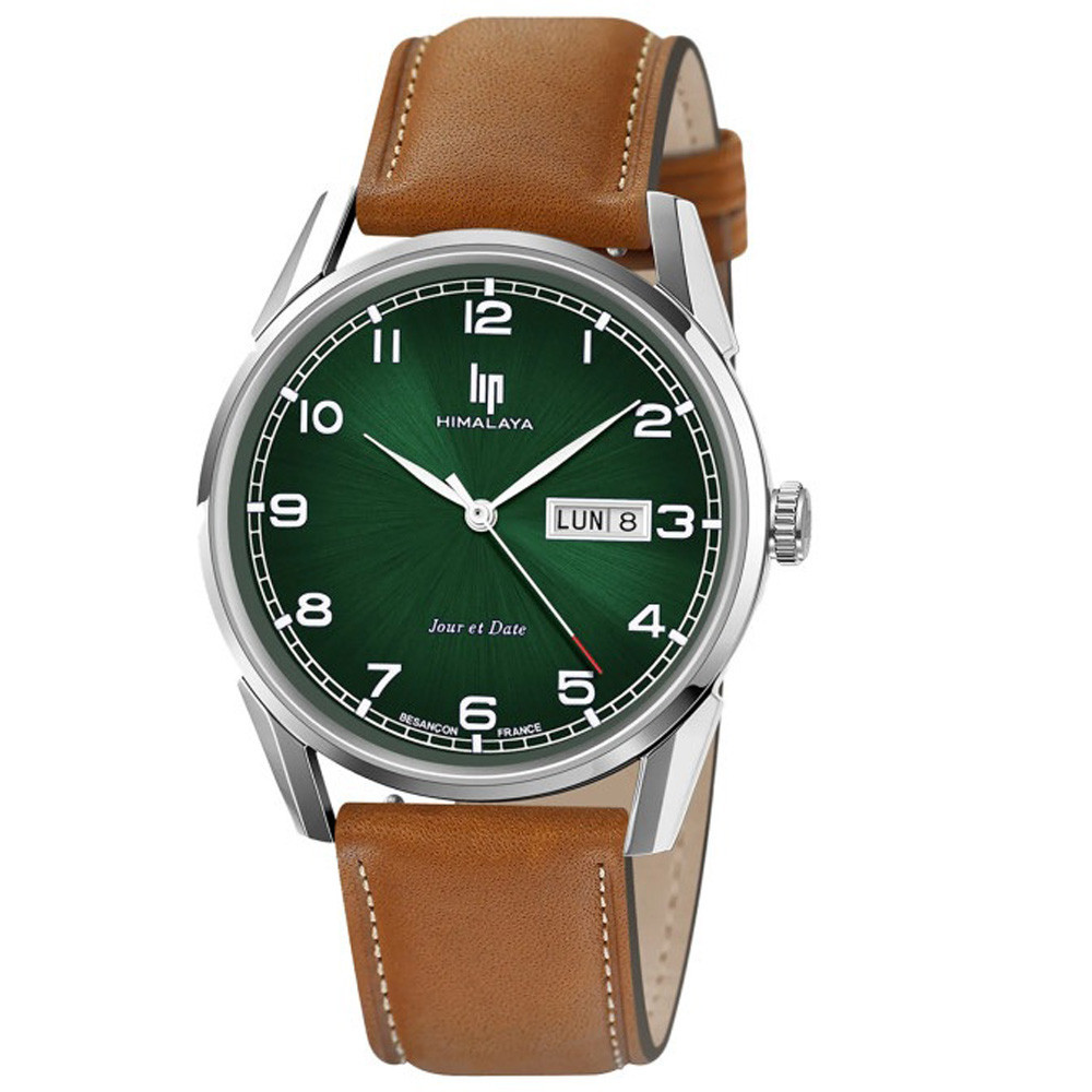Montre Homme Lip Himalaya, 40 mm, Jour et date, acier et cuir 671715 Montre Homme Lip Himalaya, 40 mm, Jour et date, acier et cuir 671715