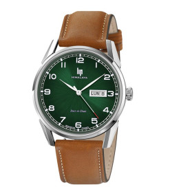 Montre Homme Lip Himalaya, 40 mm, Jour et date, acier et cuir 671715