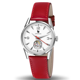 Montre Femme Lip Himalaya, coeur battant, 33 mm, automatique, acier et cuir 671685