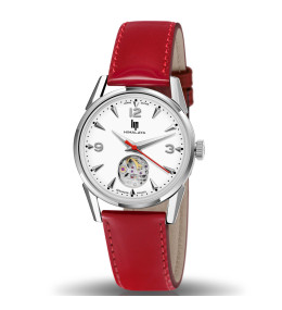 Montre Femme Lip Himalaya, coeur battant, 33 mm, automatique, acier et cuir 671685