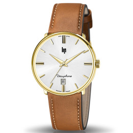Montre Homme Lip Dauphine, 38 mm, quartz, acier et cuir 671428