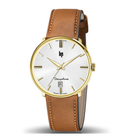 Montre Homme Lip Dauphine, 38 mm, quartz, acier et cuir 671428