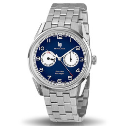 Montre Homme Lip Himalaya, 40 mm, jour et date bi-compax, quartz, acier 671675