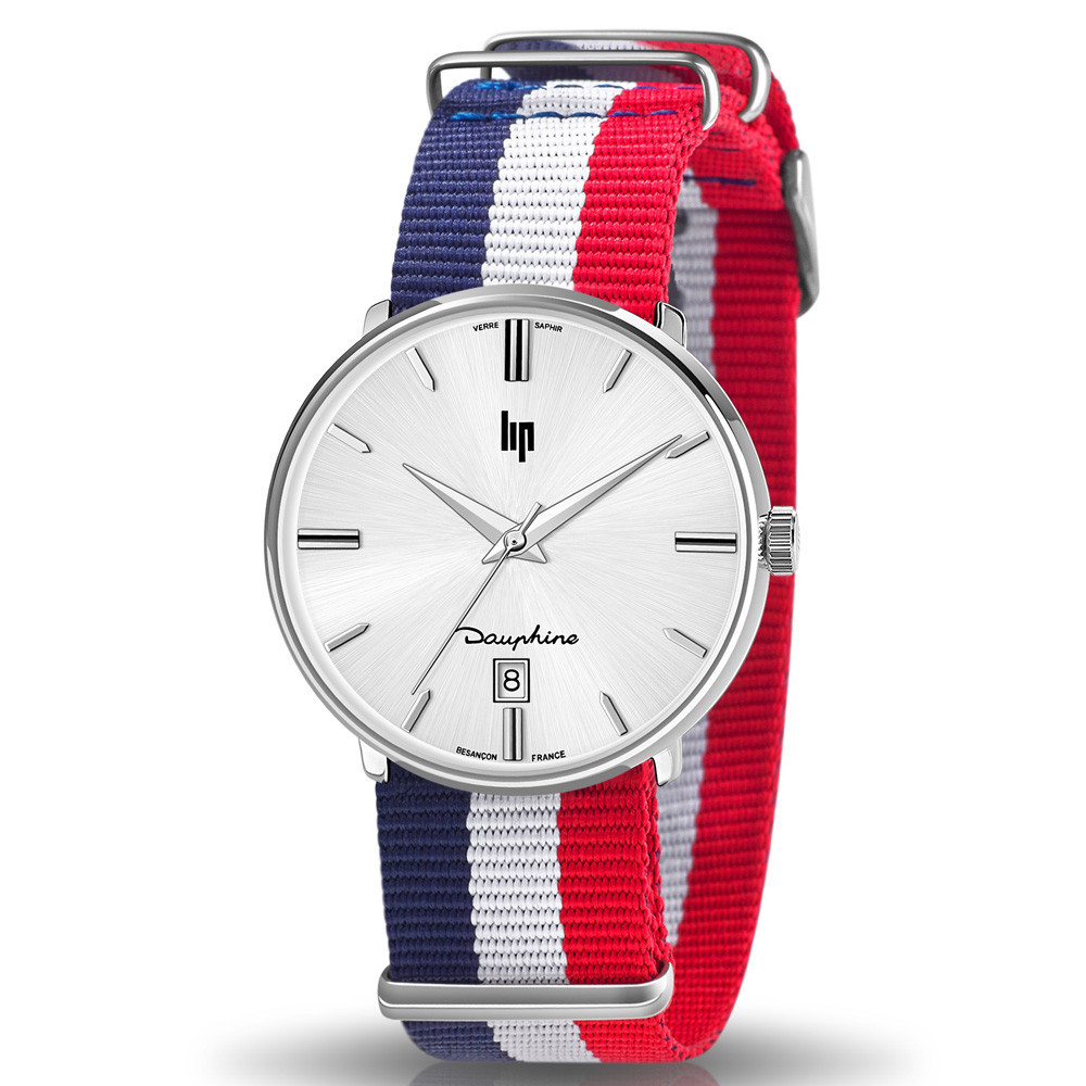 Montre Homme Lip Dauphine, 38 mm, quartz, acier et nato 671439