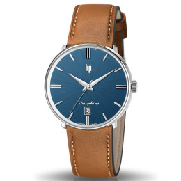 Montre Homme Lip Dauphine, 38 mm, quartz, acier et cuir 671429