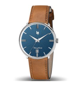 Montre Homme Lip Dauphine, 38 mm, quartz, acier et cuir 671429
