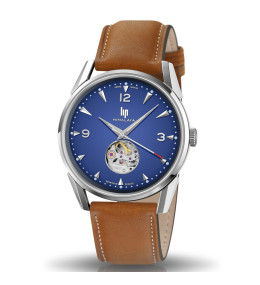 Montre Homme Lip Himalaya, coeur battant, 40 mm, automatique, acier et cuir 671585