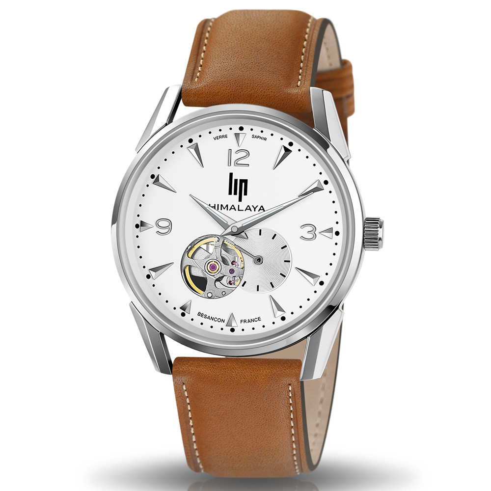 Montre Homme Lip Himalaya, coeur battant, 40 mm, automatique, acier et cuir 671558 Montre Homme Lip Himalaya, coeur battant, 40 mm, automatique, acier et cuir 671558