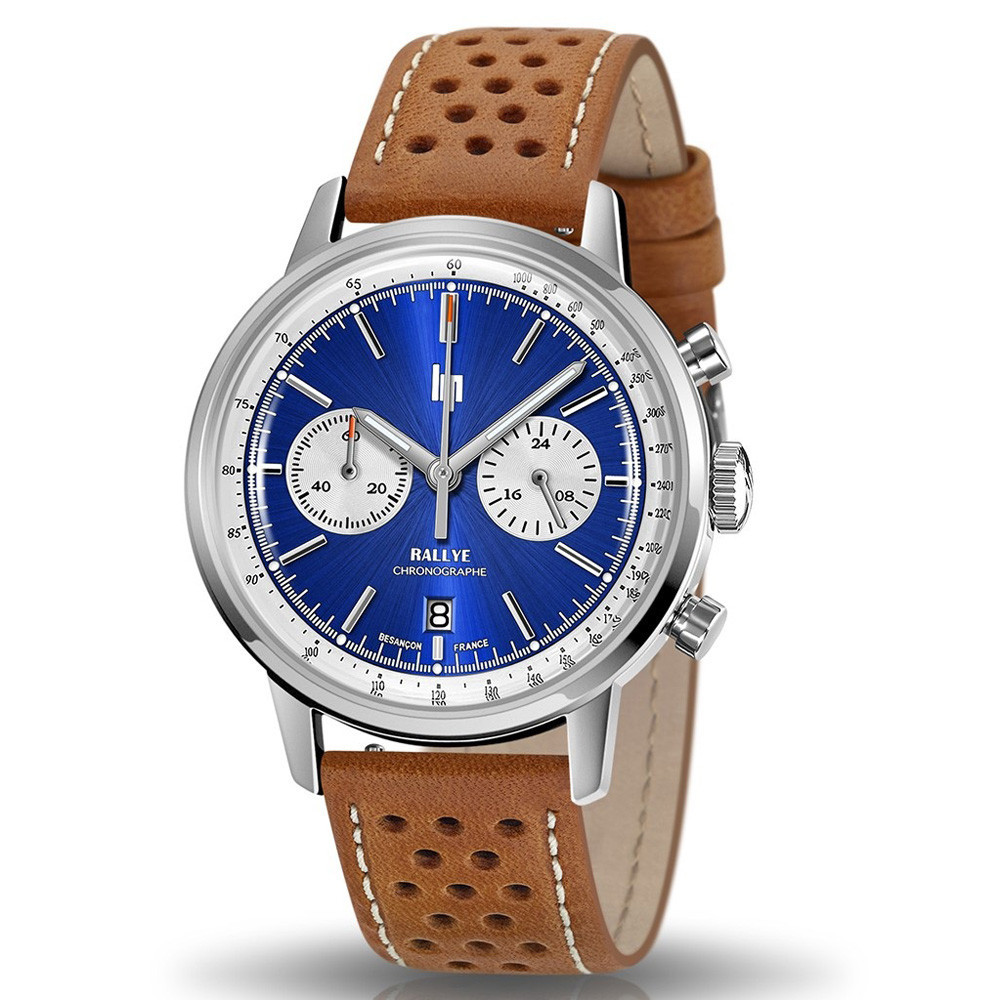 Montre Homme Lip Rallye, 41 mm, Meca-Quartz acier et cuir 671810 Montre Homme Lip Rallye, 41 mm, Meca-Quartz acier et cuir 671810