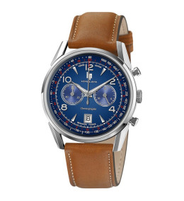 Montre Homme Lip Himalaya, 40 mm Chrono quartz - Os21 acier et cuir 671597