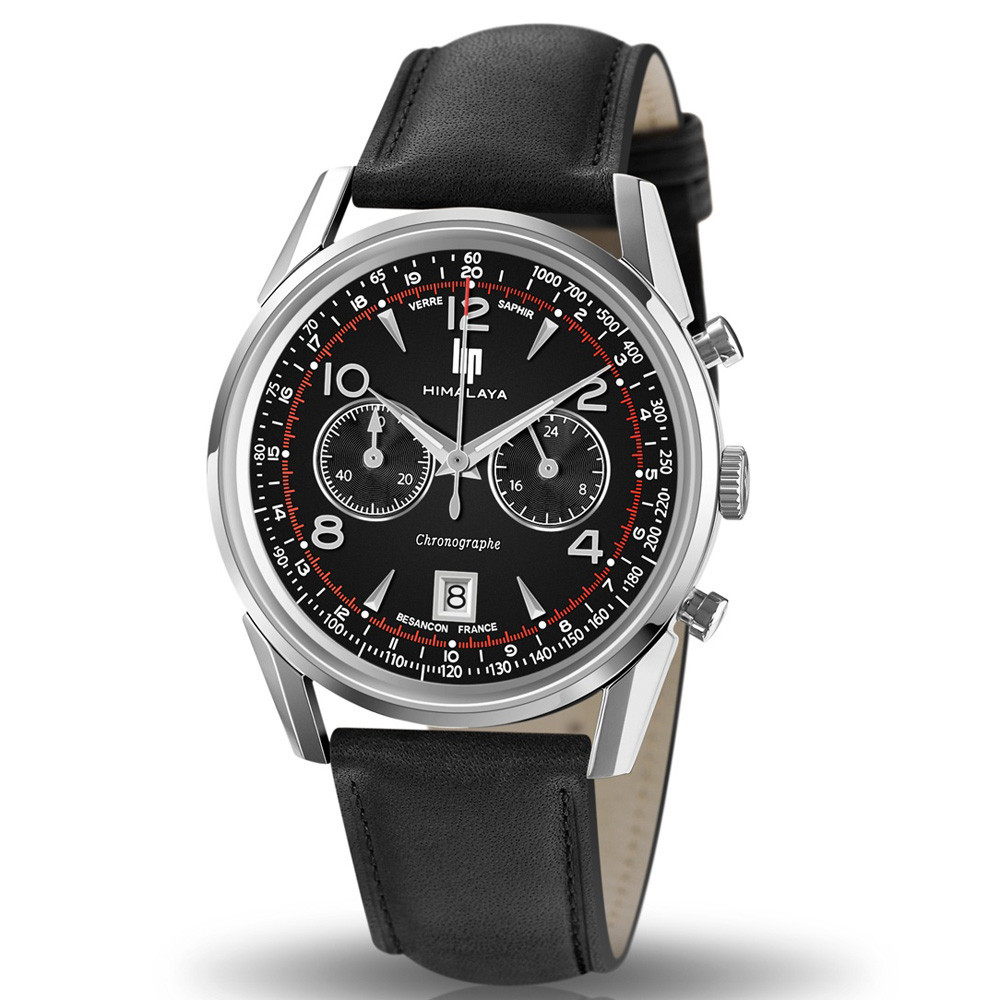 Montre Homme Lip Himalaya, 40 mm Chrono quartz - Os21 acier et cuir 671592 Montre Homme Lip Himalaya, 40 mm Chrono quartz - Os21 acier et cuir 671592