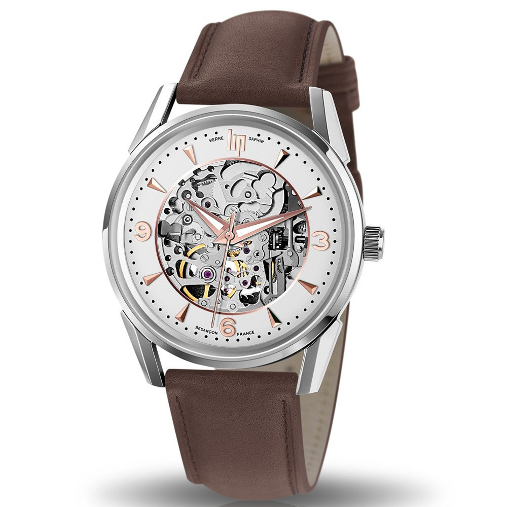 Montre Homme Lip Himalaya, Squelette coeur battant, 40 mm, automatique, acier et cuir 671557 Montre Homme Lip Himalaya, Squelette coeur battant, 40 mm, automatique, acier et cuir 671557