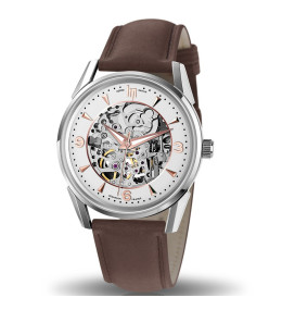 Montre Homme Lip Himalaya, Squelette coeur battant, 40 mm, automatique, acier et cuir 671557