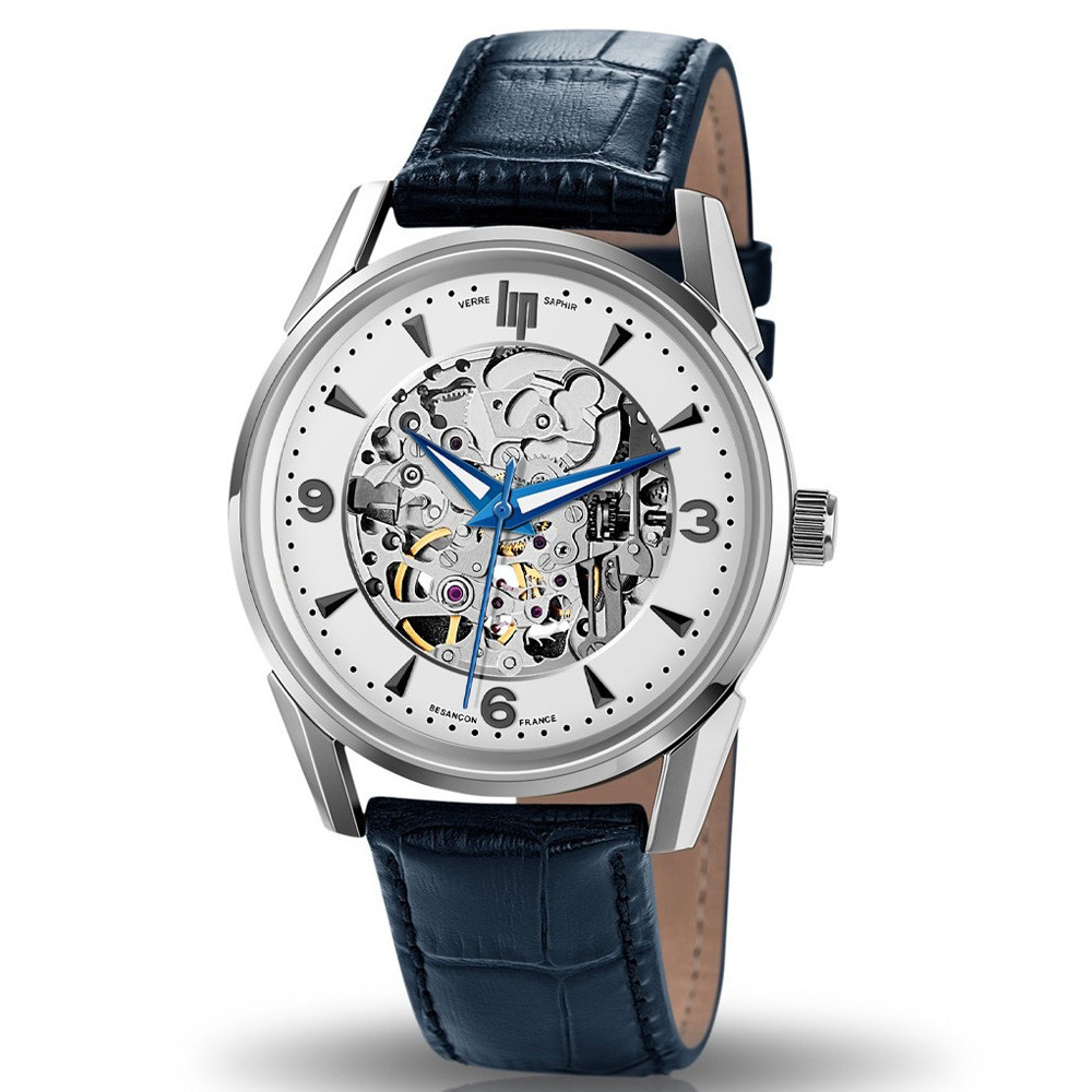 Montre Homme Lip Himalaya,Squelette coeur battant, 40 mm, automatique, acier et cuir 671554 Montre Homme Lip Himalaya,Squelette coeur battant, 40 mm, automatique, acier et cuir 671554