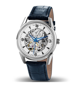 Montre Homme Lip Himalaya,Squelette coeur battant, 40 mm, automatique, acier et cuir 671554