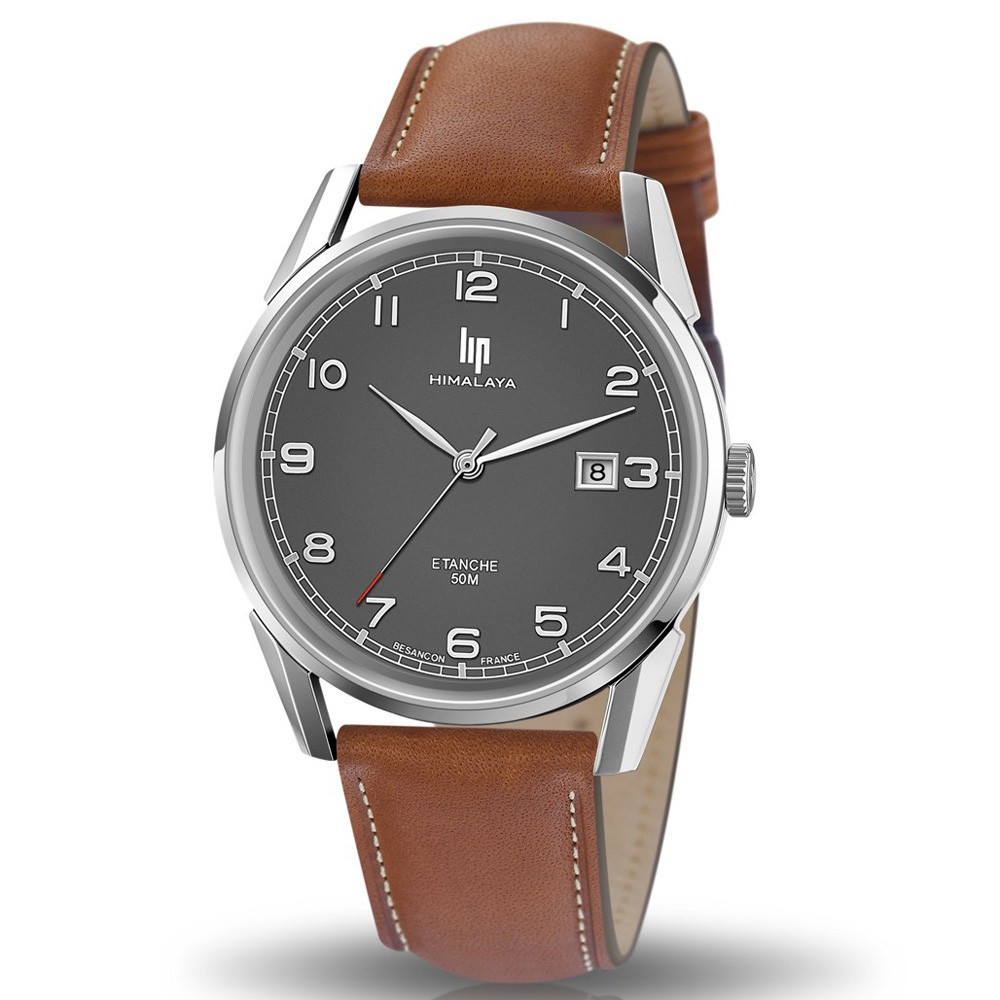 Montre Homme Lip Himalaya, 40 mm, quartz, acier et cuir 671541 Montre Homme Lip Himalaya, 40 mm, quartz, acier et cuir 671541