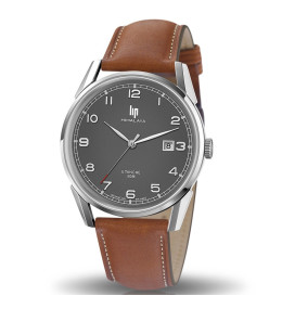 Montre Homme Lip Himalaya, 40 mm, quartz, acier et cuir 671541