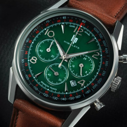 Montre Homme Lip Himalaya Chronographe. Acier & cuir marron , 40 mm