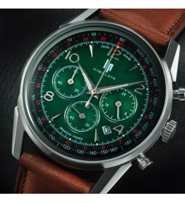 Montre Homme Lip Himalaya Chronographe. Acier & cuir marron , 40 mm