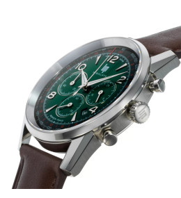 Montre Homme Lip Himalaya Chronographe. Acier & cuir marron , 40 mm