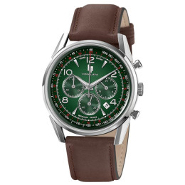 Montre Homme Lip Himalaya, 40 mm, Chronographe acier et cuir 671718