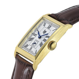 Montre Lip Churchill T18 Quartz . Acier doré & cuir marron, 671933