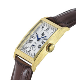 Montre Lip Churchill T18 Quartz . Acier doré & cuir marron, 671933