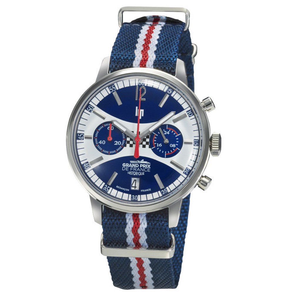 Montre Homme Lip Rallye, 41 mm, Grand prix de France histoirque, Meca-Quartz acier et nato 670065