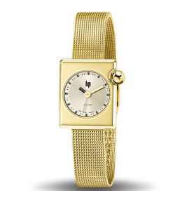 Montre Femme Lip Mach 2000 Mini Square, 30 X 28 mm, quartz, acier PVD jaune 671177