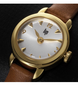 Montre Femme Lip Henriette 671196, 18 mm, acier PVD jaune & cuir
