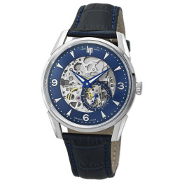 Montre Homme Lip Himalaya, Squelette coeur battant, 40 mm, automatique squelette, acier et cuir 671725