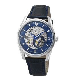 Montre Homme Lip Himalaya, Squelette coeur battant, 40 mm, automatique squelette, acier et cuir 671725