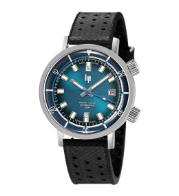 Montre Homme Lip Grande Nautic Océan, 41mm, automatique, acier et caoutchouc 671854
