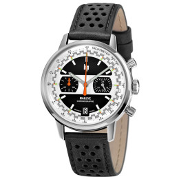 Montre Homme Lip Rallye, 39 mm, chronographe Meca-Quartz acier et cuir 671805