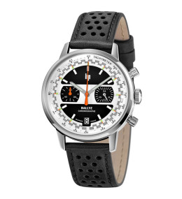 Montre Homme Lip Rallye, 39 mm, chronographe Meca-Quartz acier et cuir 671805