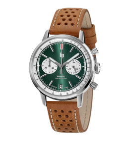 Montre Homme Lip Rallye, 39 mm, chronographe Meca-Quartz acier et cuir 671806
