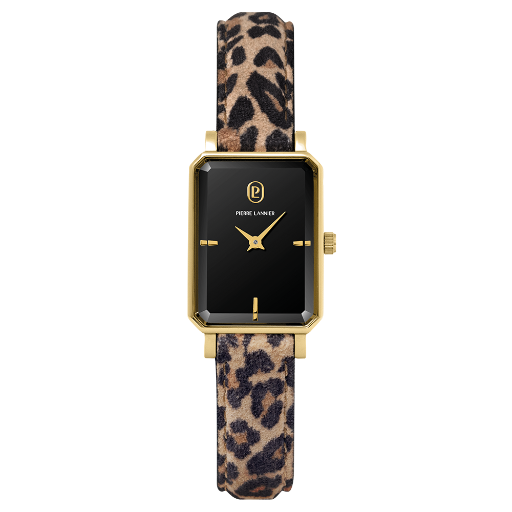 Montre Femme Pierre Lannier ARIANE, acier PVD jaune et cuir 006L539